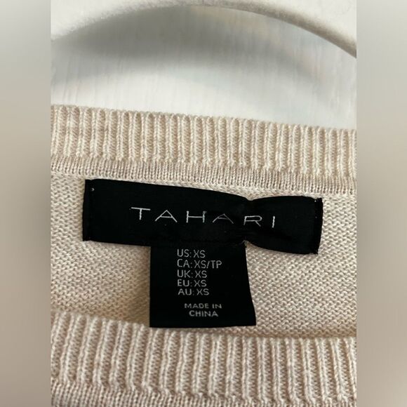 Tahari Tan Button Side Pullover Sweater Women’s XS EUC - Picture 4 of 12